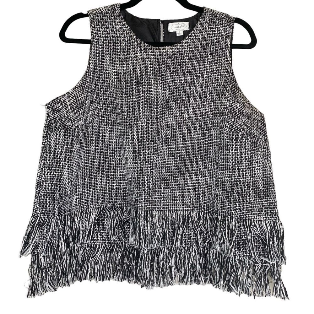 🟢Mudpie Black and White River Fringe Tank Large🟢